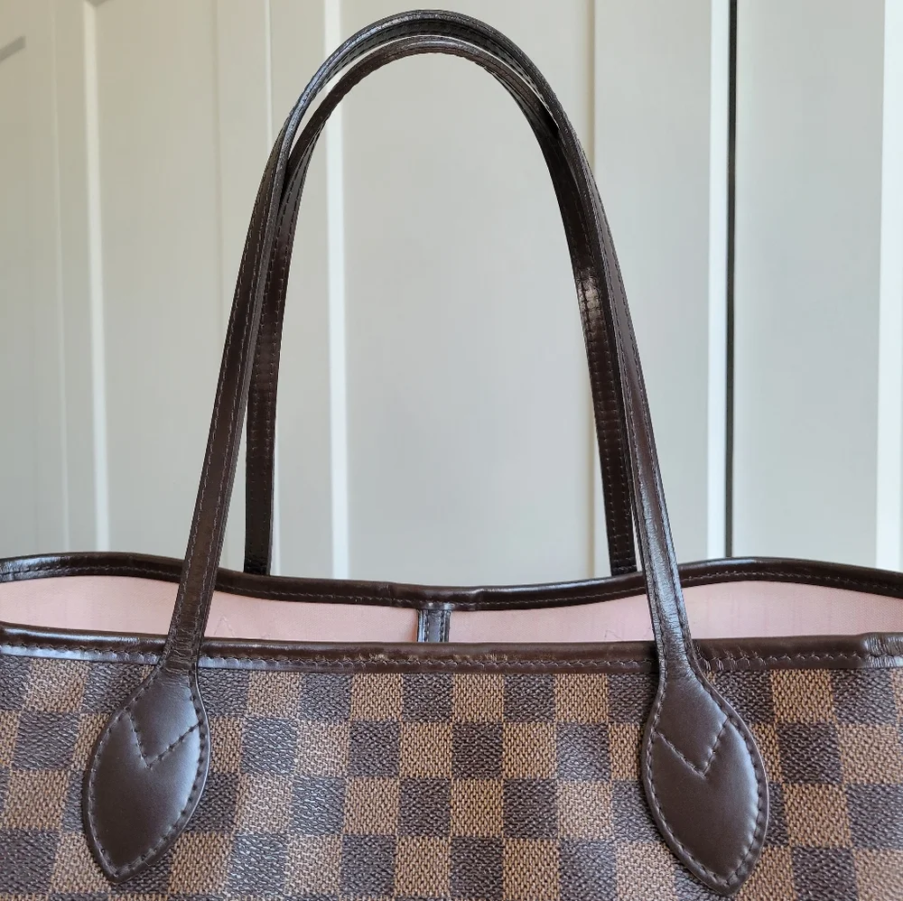 💕Louis Vuitton Tote Bag Neverfull MM Damier Ebene "ROSE Ballerine Interior" - Picture 4 of 17